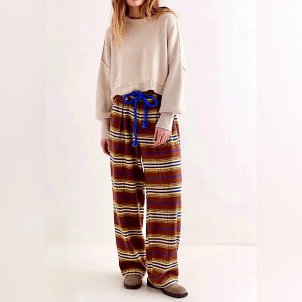 Free People Plaid Cotton Pants - Picture 1 of 14